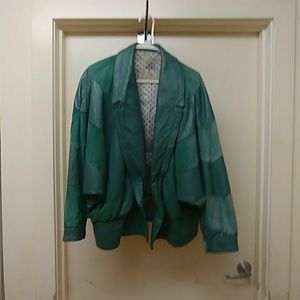 Vera Pelle vintage green leather/suede jacket